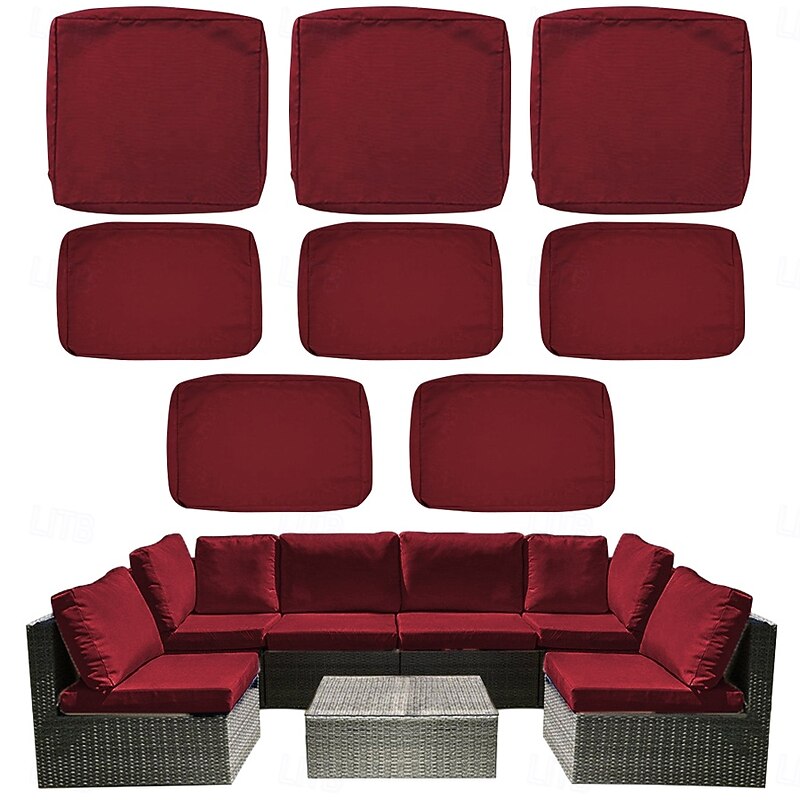 8pcs Outdoor Cushion Slipcovers Outdoor Patio Cushions Covers Replacement  Include 5 Backrests and 3 Cushions  Waterproof with Zipper for 3-Seat Rattan Sofa Patio Furniture Cushion Covers Covers Only