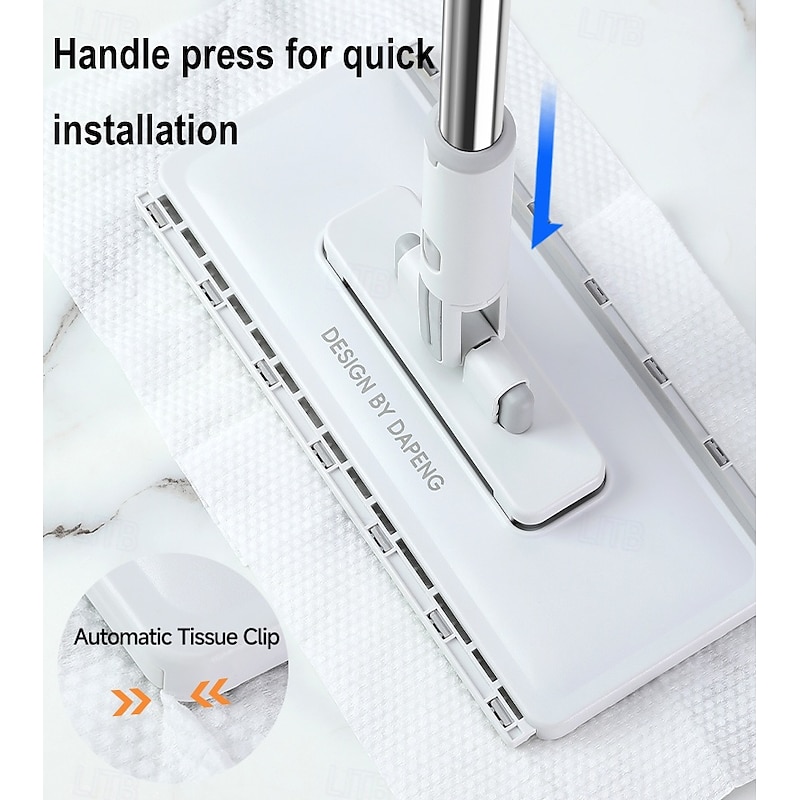 Lazy Clip Mop,Hands-Free Automatic Cloth-Changing Flat Mop, detachable for use, suitable for both dry and wet cleaning2