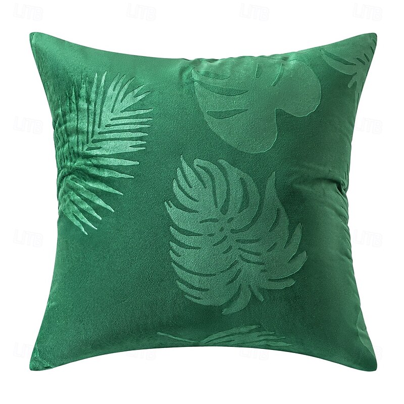1 pcs Velvet Pillow Cover, Leaf Vintage Square Zipper Traditional Classic4