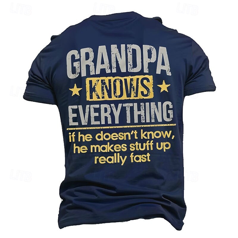 Men's Funny Grandpa Knows Everything Graphic Short Sleeve T-Shirt
