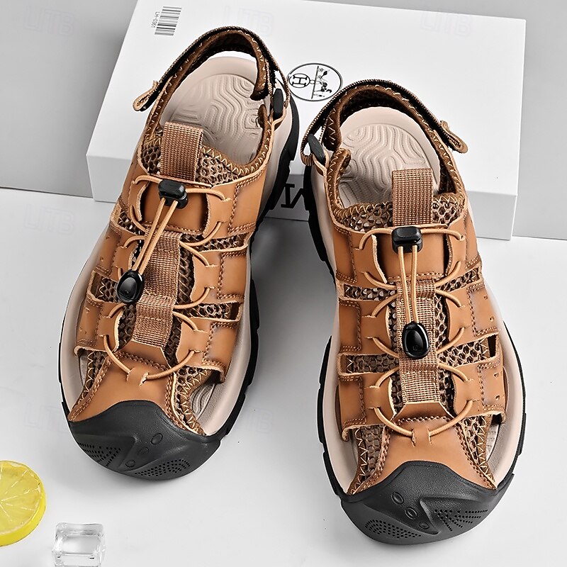 Men's Brown Outdoor Sports Sandals with Adjustable Straps and Durable Rubber Sole for Hiking and Beach Activities2
