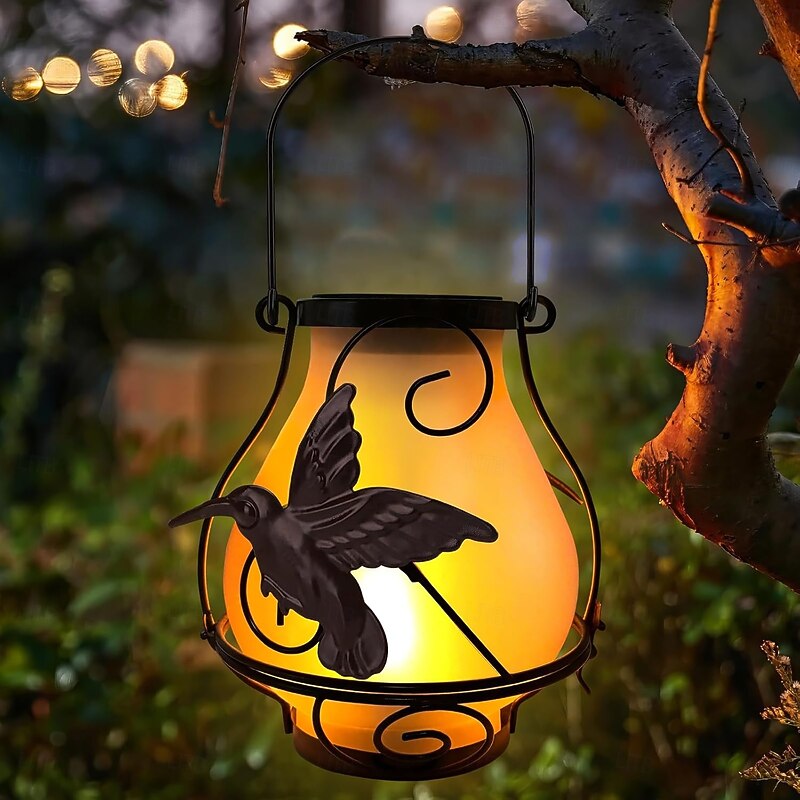 1 Pc Outdoor Solar Flame Flickering Lantern - Waterproof LED Decorative Light for Garden, Patio, Pathway, and Backyard Ambiance2