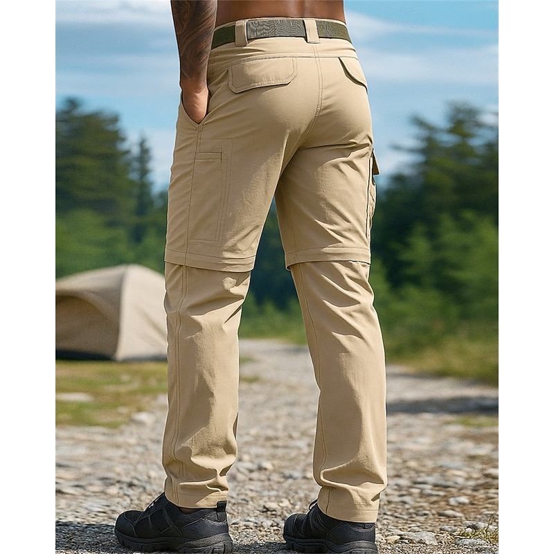 Men's Outdoor Pants Cargo Pants Convertible Zip Off Pants Hiking Pants Trousers Outdoor Regular Fit Waterproof Quick Dry Lightweight Breathable Pants / Trousers Elastic Waist Black Army Green Camping2