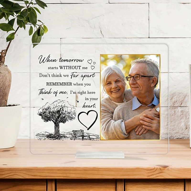 Personalized Memorial Photo Plaque with Base,Custom Acrylic Sympathy Gifts Missing You Photo Frames Plaque I'm Always With You Picture Frame4