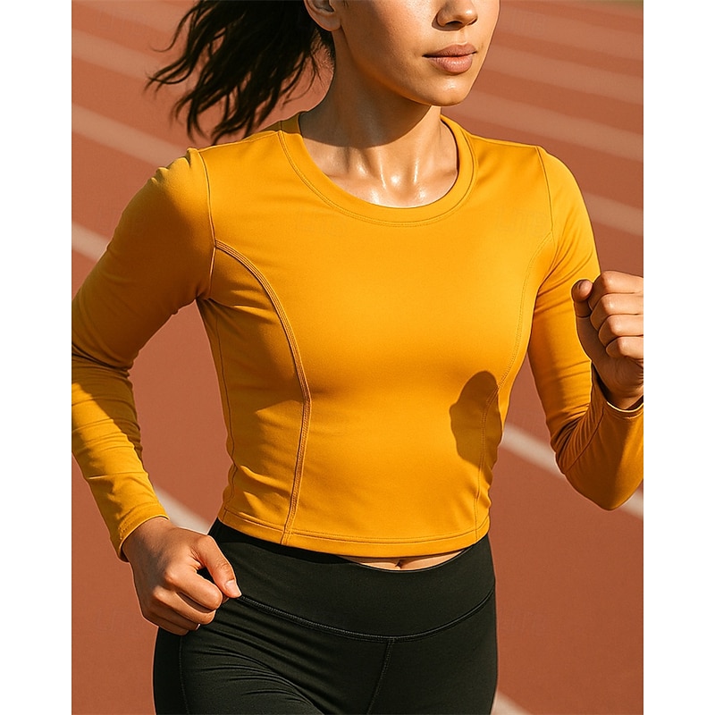 Women's Running Top Running Shirt Slim Pullover Long Sleeve Tee Tshirt Solid Colored Quick Dry Lightweight Elastic Breathable Tennis Golf Running Sportswear Activewear Black White Purple2