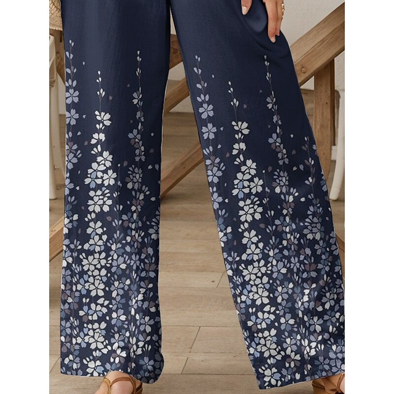 Women's Culottes Wide Leg Chinos Baggy Pants Vacation Vintage Fashion Full Length High Waist Floral Graphic Gradient Elastic Waistband Printing Soft Breathable Micro-elastic Formal Vacation Street3