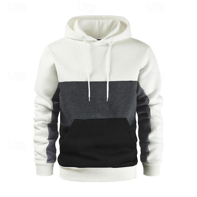 Men's Hoodie Pullover Hoodie Sweatshirt Fleece Hoodie Black White Red Green Khaki Hooded Color Block Color Block Sports & Outdoor Casual Daily Cotton Streetwear Cool Sportswear Fall Winter Clothing2