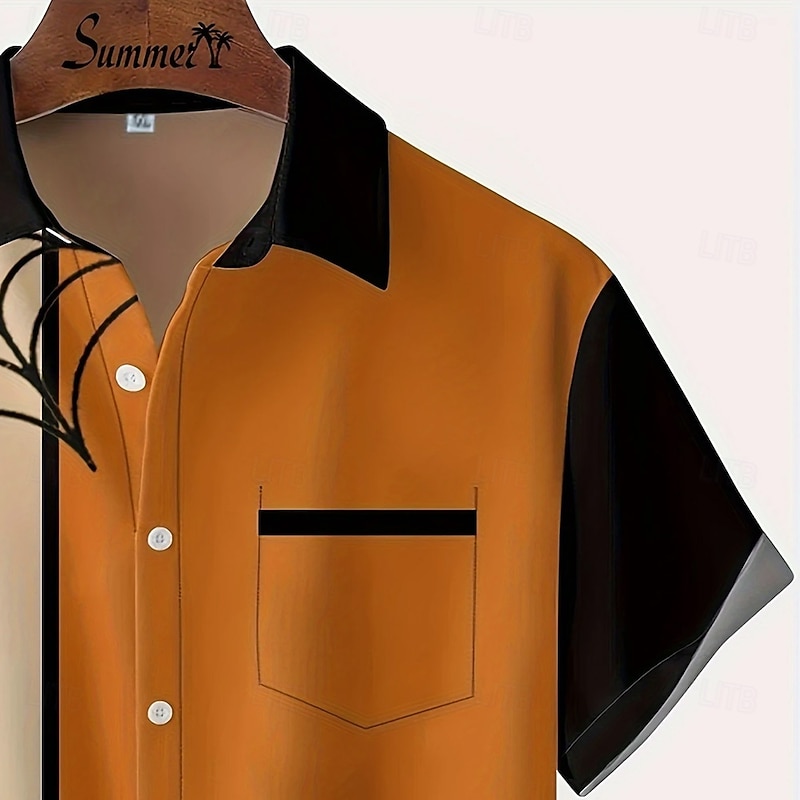 Men's Spider Color-blocking Shirt Summer Shirt Button Up Shirt Short Sleeve Fashion Casual Outdoor Vacation Dailywear Summer Spring Turndown 3D Print Collared Shirts Front One Pocket Orange4