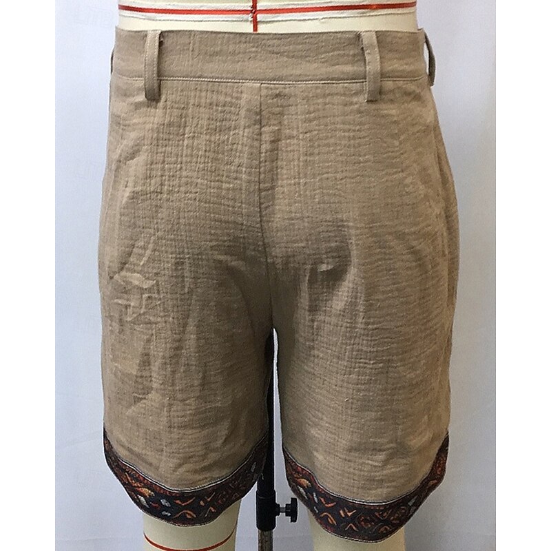 Men's Shorts Linen Shorts Summer Shorts Beach Shorts Buttons Pocket Bohemian Comfort Breathable Short Vacation Holiday Beach Hawaiian Boho Khaki4