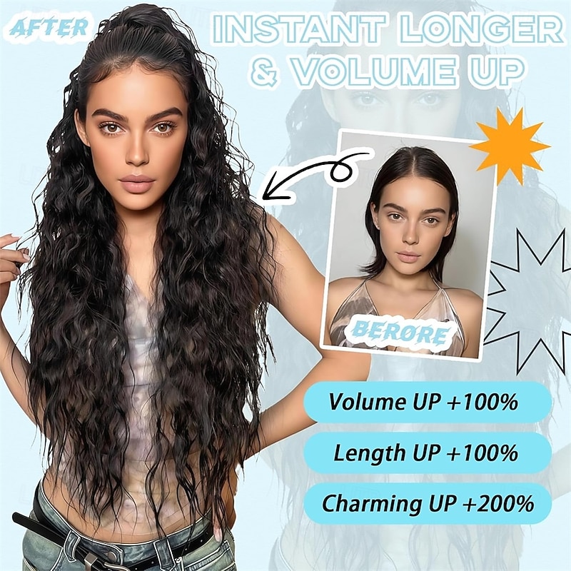 Ponytail Extension Claw Clip on Pony tails Hair Extension for Women 28 Inch Long Wavy Curly Fake Ponytail Clip in Hair Pieces for Women Fluffy Natural Looking2