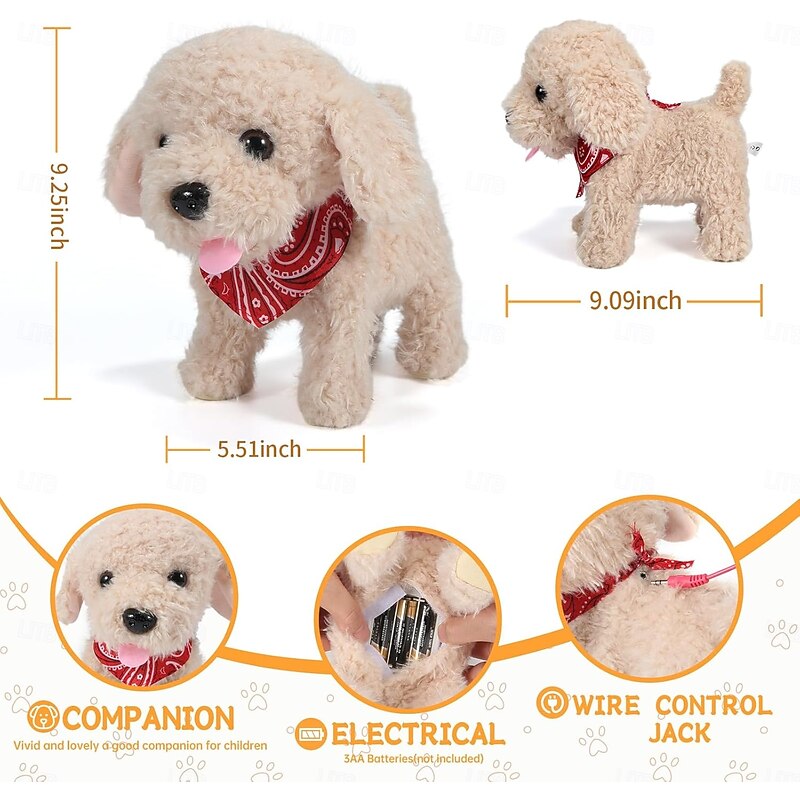 Interactive Walking Plush Puppy Toy Dog Realistic Wagging Tail Robot Dog with Grooming Set Perfect Christmas Birthday Gift Toys for Girls and Boys Kids Age 3 4 5 64