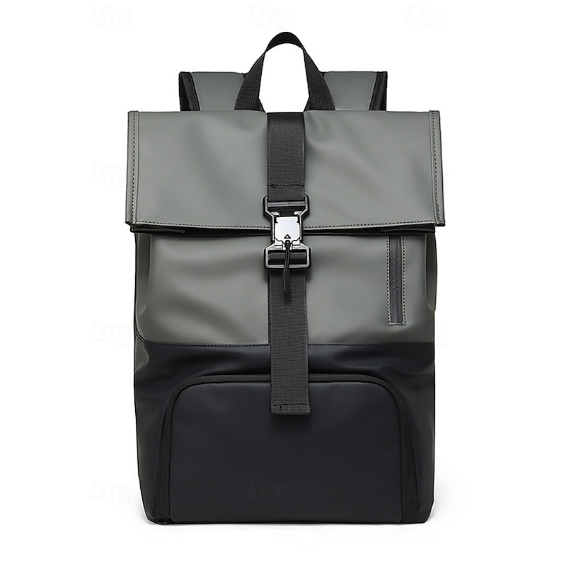 Men's waterproof travel backpack with shoe compartment, Simple roll-top design, Durable oxford fabric, Suitable for school, Gym, Commuting and weekend trips