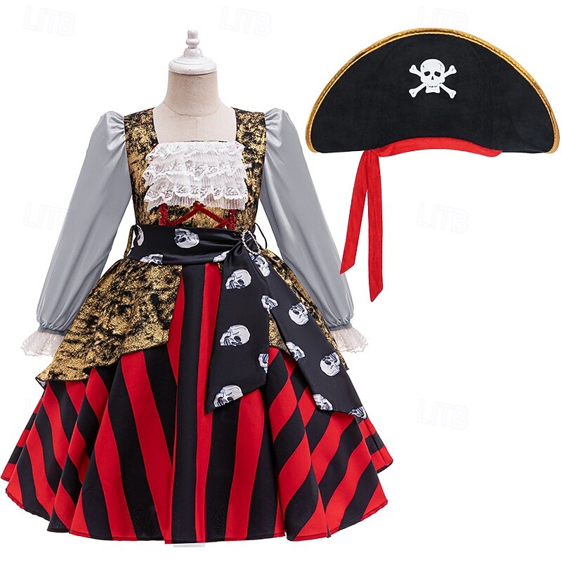 Pirates of the Caribbean Pirate Dress Hat Costume Adventure Movie Cosplay Movie Cosplay for Girls' Kid's Halloween Carnival World Book Day Performance Educational Dress Up School Event Dress Up2