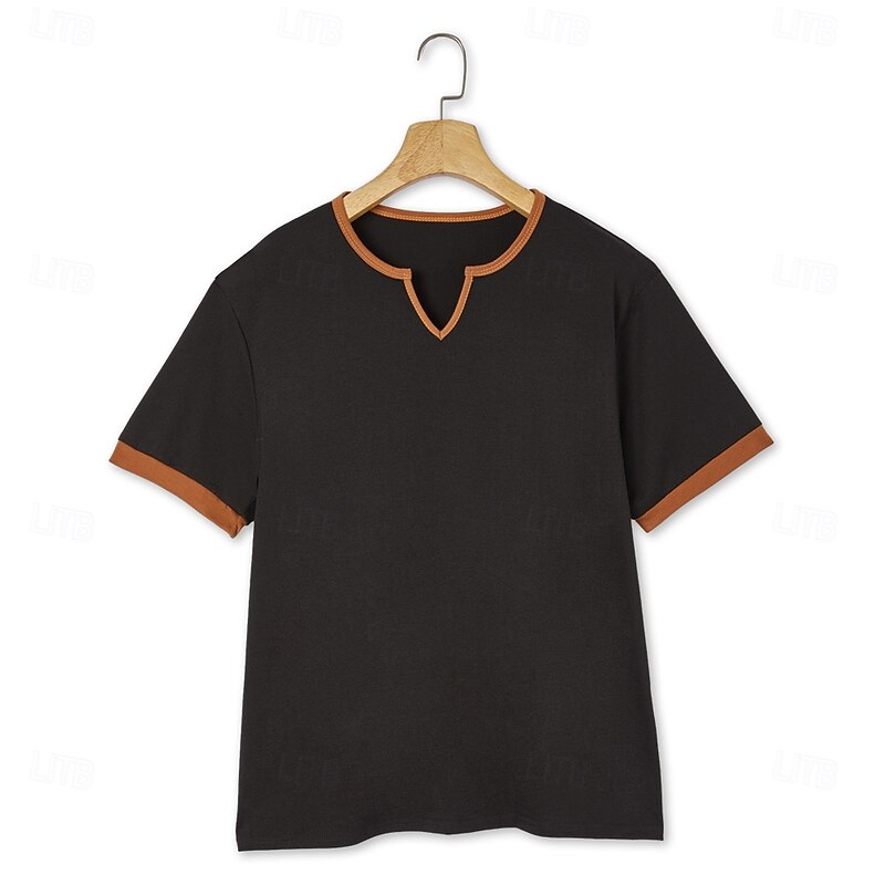 Men's T Shirt Tee Top Short Sleeve Short Sleeves V Neck Notched Summer Color Block Fashion Designer Basic Classic Style Vacation Street Going out White Black Navy Blue Top Tee for Men3