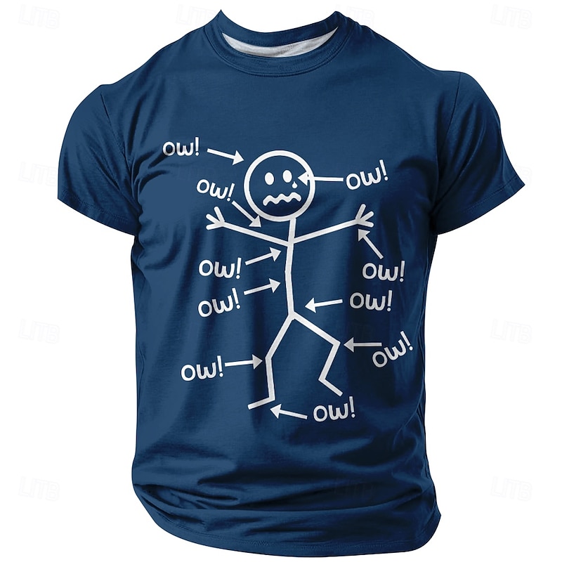 Men's Funny Graphic T-Shirt Ow! Aches & Pains Short Sleeve2