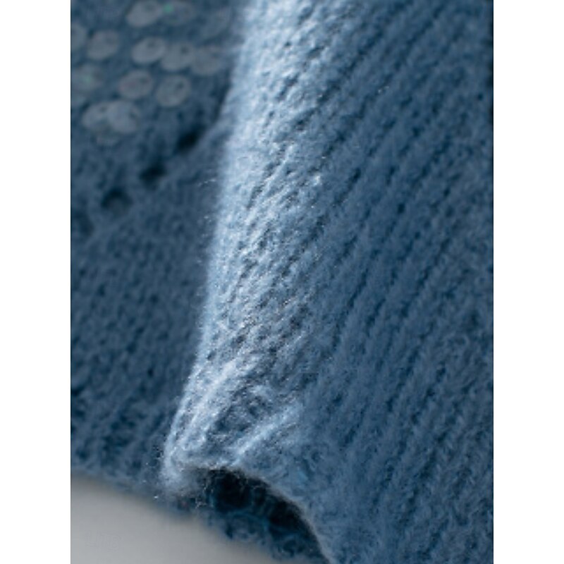 Women's Sweater Casual Soft Pure Color Ribbed Crew Neck Knitted Long Sleeve Regular Tops Knit Outdoor Daily Weekend Pink Blue Fall4