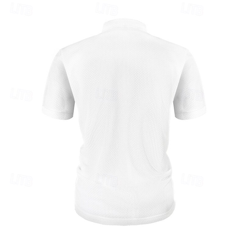 Men's T Shirt Henley Shirt Tee Short Sleeve Shirt Short Sleeve Henley Summer Plain Fashion Designer Basic Jacquard Vacation Street Going out Black White Navy Blue Top Tee for Men3