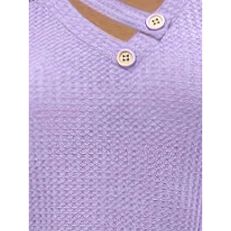 Women's Blouse Solid Color Elegant Stylish Basic Short Sleeve V Neck Regular Tops Daily Holiday Lace Buttons Yellow Pink Purple Summer4
