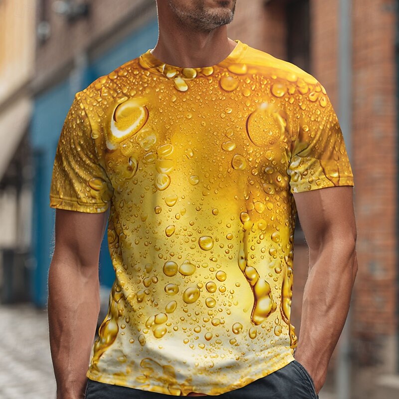 Oktoberfest Men's Beer T Shirt Short Sleeve T shirt 3D Print Crew Neck Shirt Exaggerated Designer Party Street Casual Yellow Blue Yellow 2 Summer Spring Clothing Apparel S M L XL XXL XXXL 4XL4