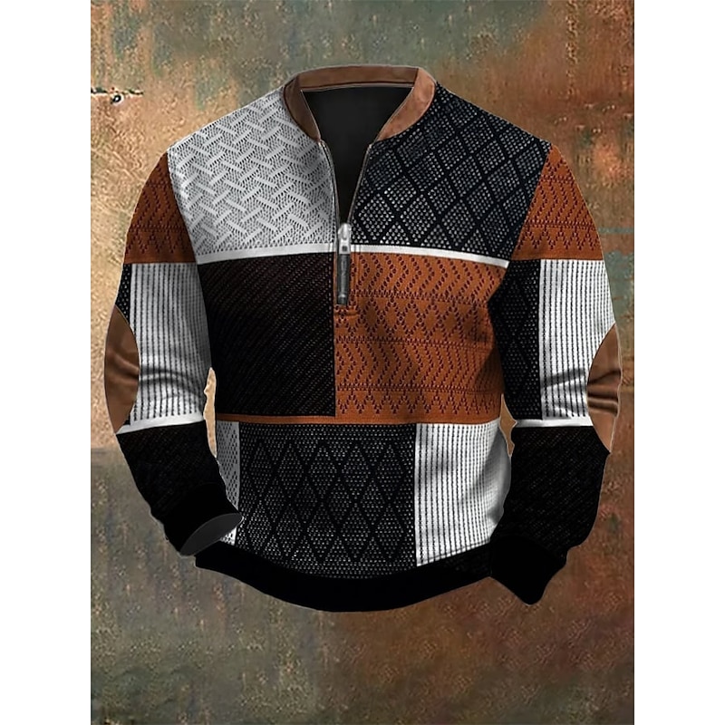 Men's Sweatshirt Quarter Zip Sweatshirt Black Half Zip Color Block Sports & Outdoor Daily Holiday Polyester Vintage Streetwear Casual Spring &  Fall Clothing Apparel Hoodies Sweatshirts  Long Sleeve