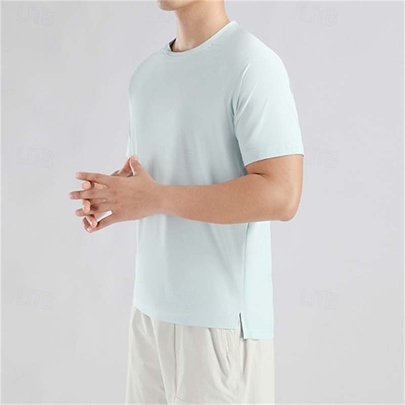 Men's Solid Colored Tennis Tee Sports Tee Hollow Out Split High Elasticity Anti-static Breathable Tennis Golf Pickleball Tee Tshirt Black White Light Green Tennis Clothing
