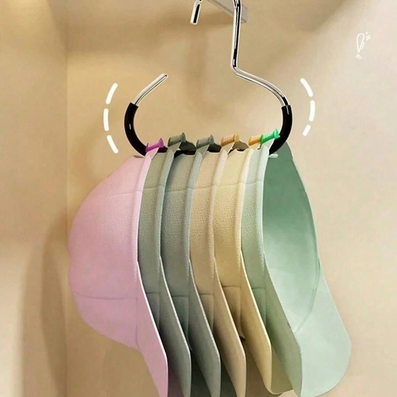 4 Pack Hat Organizer Hanger for Closet, Hanging Baseball Cap Holder Strap with Hooks, Hat Storage Rack for Trucker Hats, Scarves, Ties, Accessories Display3