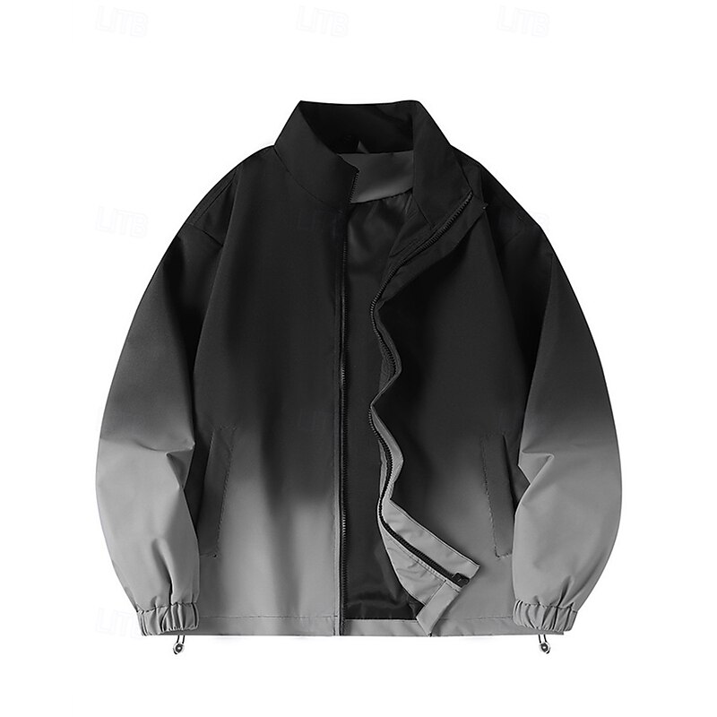 Men's Outdoor Jacket Hiking Jacket Outdoor Waterproof Windproof Quick Dry Lightweight Hiking Outfits Hiking Clothes Spring Autumn / Fall Jacket Tennis Golf Running Gradient Black White4
