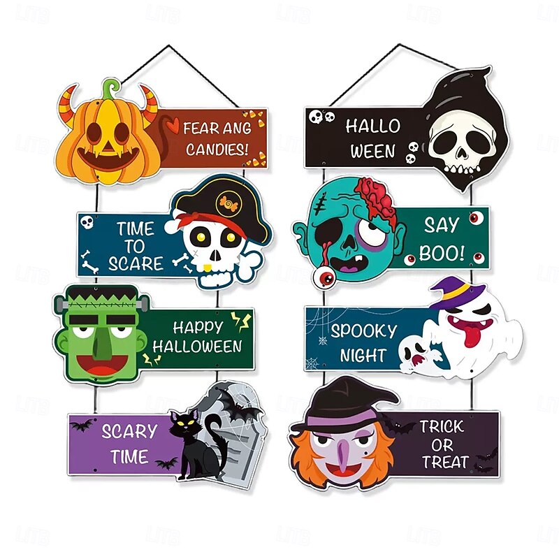 2pcs Halloween Outdoor Hanging Party Yard Decorations, Haunted Festival Door Signs for Shops, Bars, Courtyard Halloween Decor3