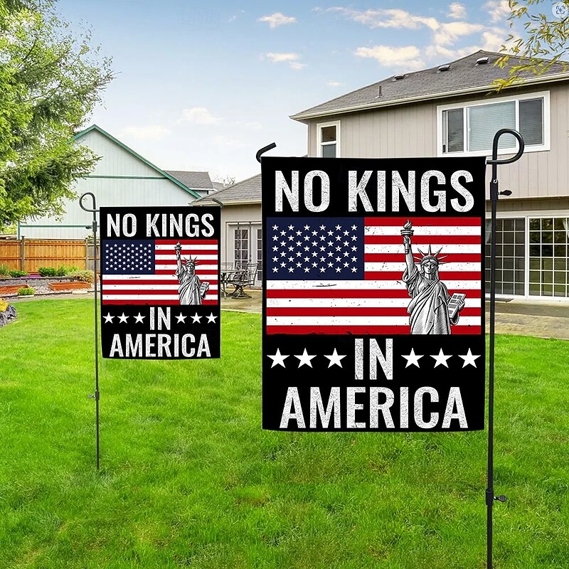 No Kings Protest Garden Flag 12 x 18 Inch Yard Flags, Small Garden Flags for Outside, Outdoor Flags, Holiday Garden Flags for All Seasons2