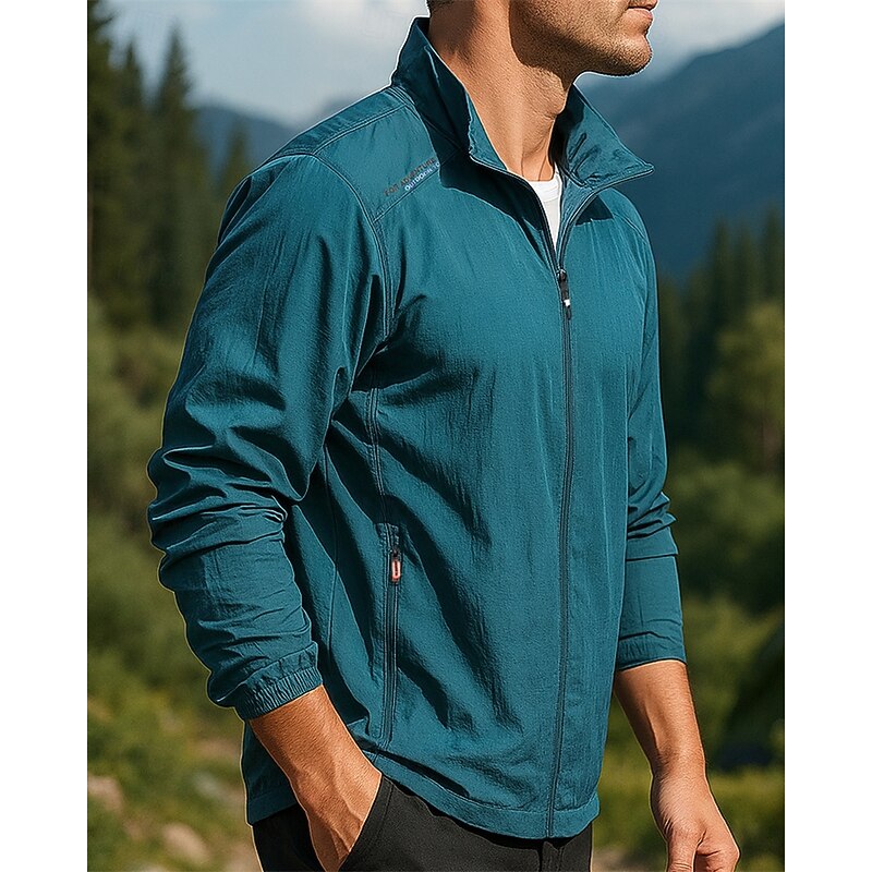 Men's Outdoor Jacket Hiking Jacket Sport Jacket Outdoor Waterproof Windproof Breathable Quick Dry Hiking Outfits Hiking Clothes Spring Autumn / Fall Jacket Tennis Golf Running Solid Color Dark Grey3