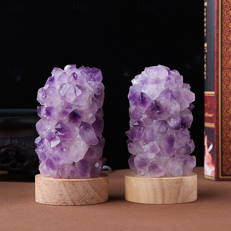 1pc Exquisite Natural Amethyst Crystal Wishing Lamp - USB Powered Dimmable Calming Home Decor for Meditation Relaxation and Ambient Lighting - Perfect Gift for Spiritual Seekers4