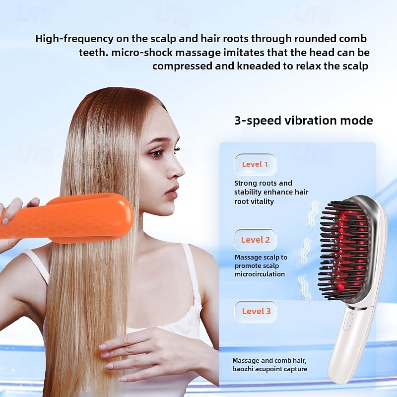Led Blue Red Light Therapy Hair Massager Brush Scalp Massage Comb EMS Microcurrent Negative Ion Hair Comb2