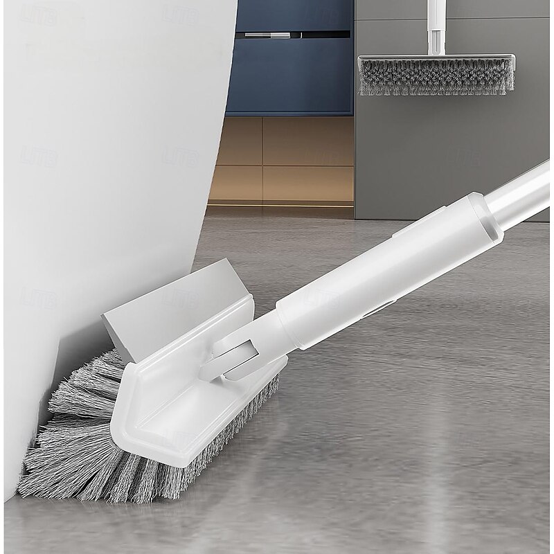 Bathroom Floor Brush, V-Shape Multi-Function Scrubber Brush, Carpet Brush, Glass Window Scraper, 180-Degree Foldable