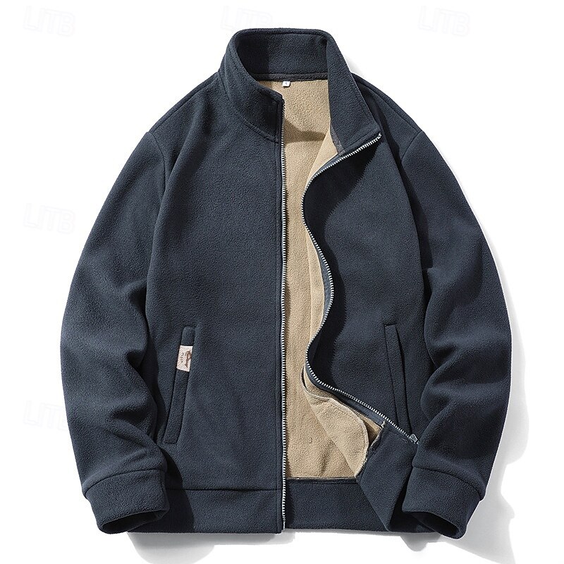 Men's Windbreaker Hiking Jacket Fleece Jacket Outdoor Warm Hiking Outfits Hiking Clothes Winter Autumn / Fall Top Camping / Hiking / Caving Running Dark Grey Black Army Green2