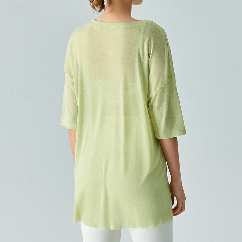 Women's Sports shirts Crew Neckline Skin Friendly Softness Breathable Loose Short Sleeve Sports Solid Color Top For Pilates Dance Yoga Activewear3