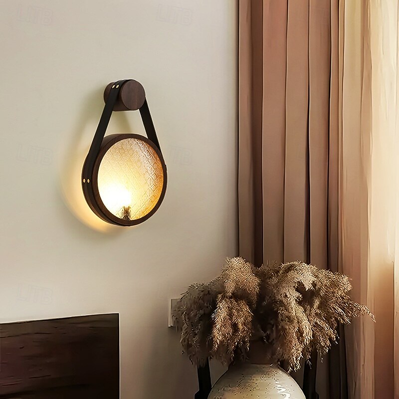 Wall Lamp High Quality Material Glass Wood Wall Mounted Lights,Unique Appearance Fine Wall Lamp for Living Room
