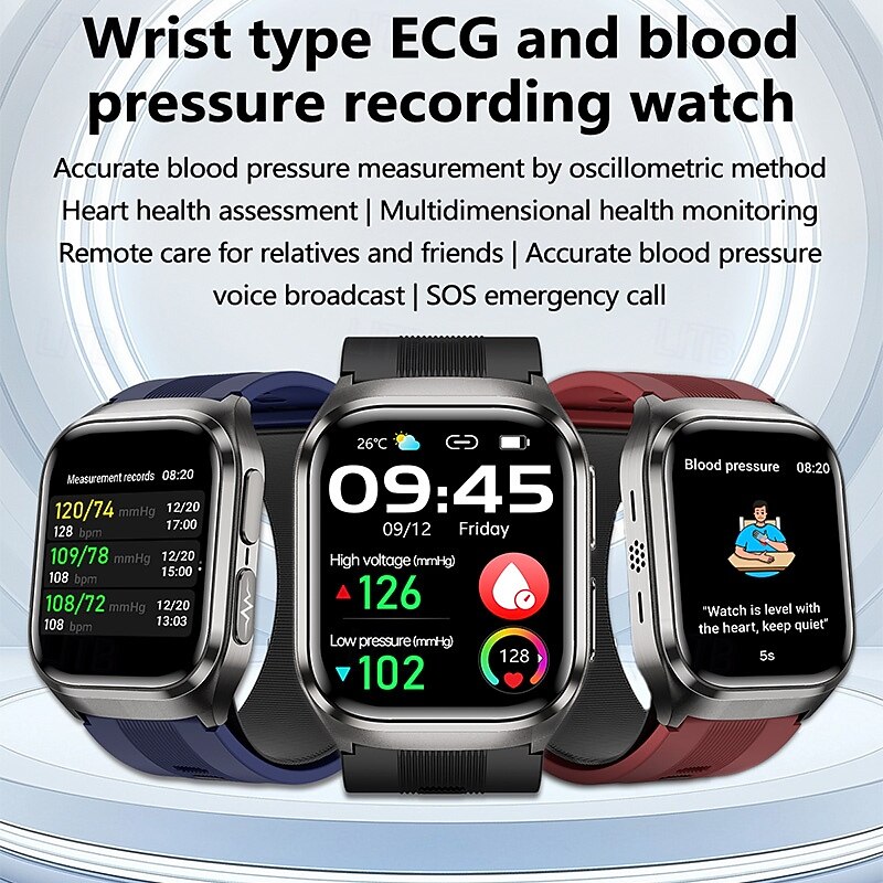 Air Pump Airbag Type Accurate Blood Pressure Testing ECG electrocardiogram Temperature Monitoring Pedometer Compatible Bluetooth call with Android iOS Women Men Long Standby2