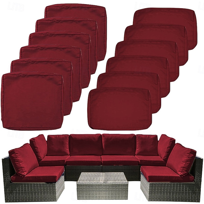 12 Pcs Patio Stretch Outdoor Cushion Covers Sofa Couch Covers Replacement Include 6 Backrests and 6 CushionsCouch Slipcover for Sofa Seat Chair Porch Patio Furniture Protector Flexibility and Washable