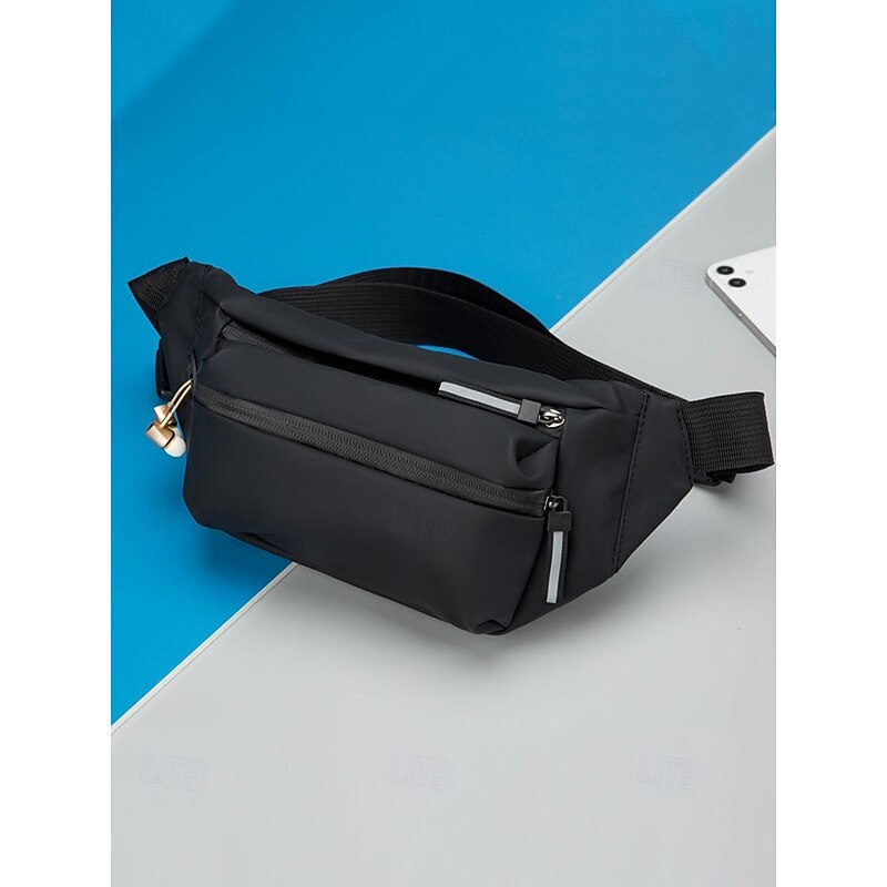 Men's Waterproof Fanny Bag Waist Bag with Reflective Strips - Anti-scratch Chest Bag, Can be worn as a Crossbody Bag, Suitable for Daily Commuting, Travel and Outdoor Activities