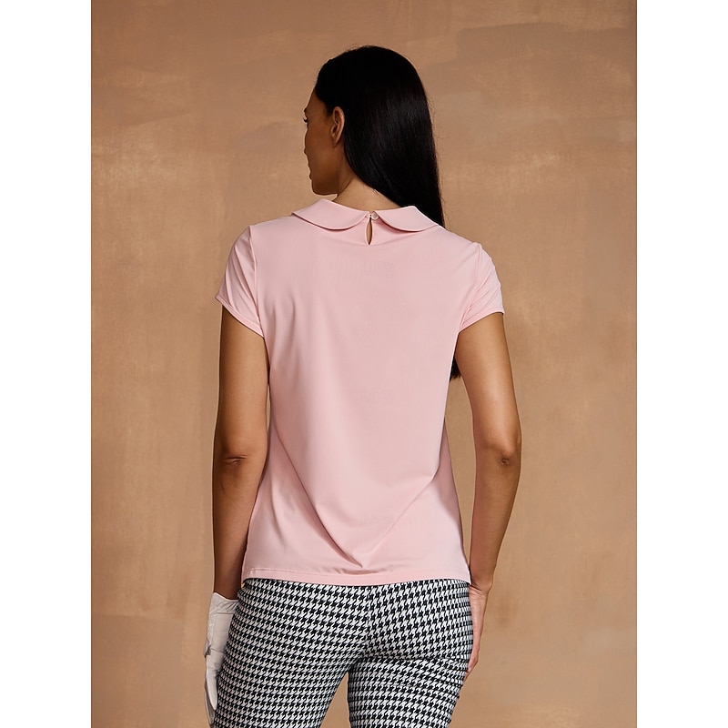 Women's Golf Polo Shirt Yan pink Black White Short Sleeve Shirt Ladies Golf Attire Clothes Outfits Wear Apparel2