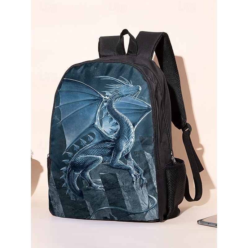 3-Piece Dragon Backpack Set for Kids – Fantasy Blue Dragon School Bag with Lunch Bag & Pencil Case, Durable Lightweight Bookbag for Boys & Girls, Perfect for School, Travel & Gifts Vincent Hie2