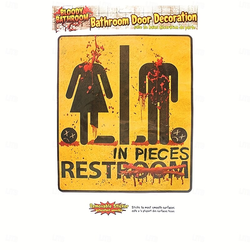 1pc Halloween Related Horror Toilet Door Stickers Bar Haunted House Secret Room Escape Script Killing Decoration Props Supplies2
