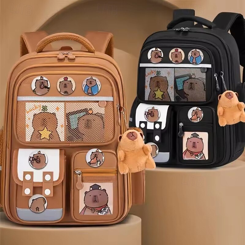 Kawaii Capybara  School Bags for Boys Large Capacity College School Backpack Waterproof Student Schoolbag Book Bag