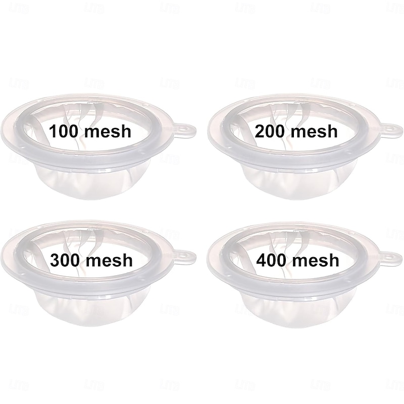 4 Pcs 100 Mesh/ 200 Mesh/ 300 Mesh/ 400 Mesh Reusable Nylon Mesh Strainer Bag for Milk Cheese Juice and Cooking Fine Plastic Sieve Ideal Kitchen Colander Tool2