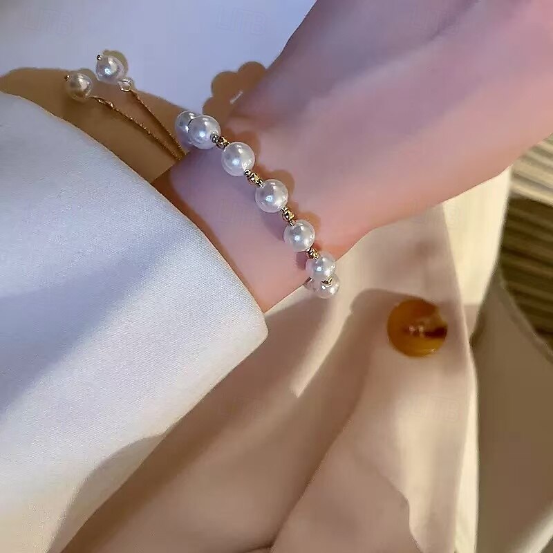 Women's Bead Bracelet Beads Precious Elegant Stylish Plastic Bracelet Jewelry Golden For Party