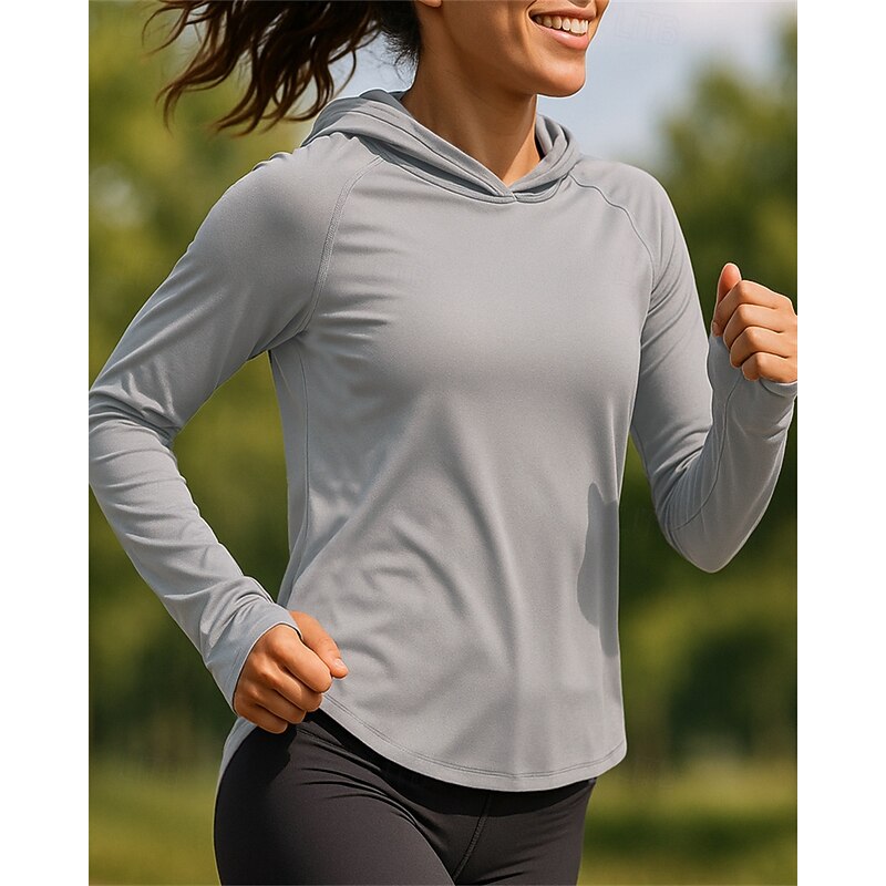 Women's Running Shirt Tennis Shirt Long Sleeve Tee Tshirt Solid Colored Sun Protection Lightweight UV Cooling Tennis Golf Running Sportswear Activewear Black White Pink