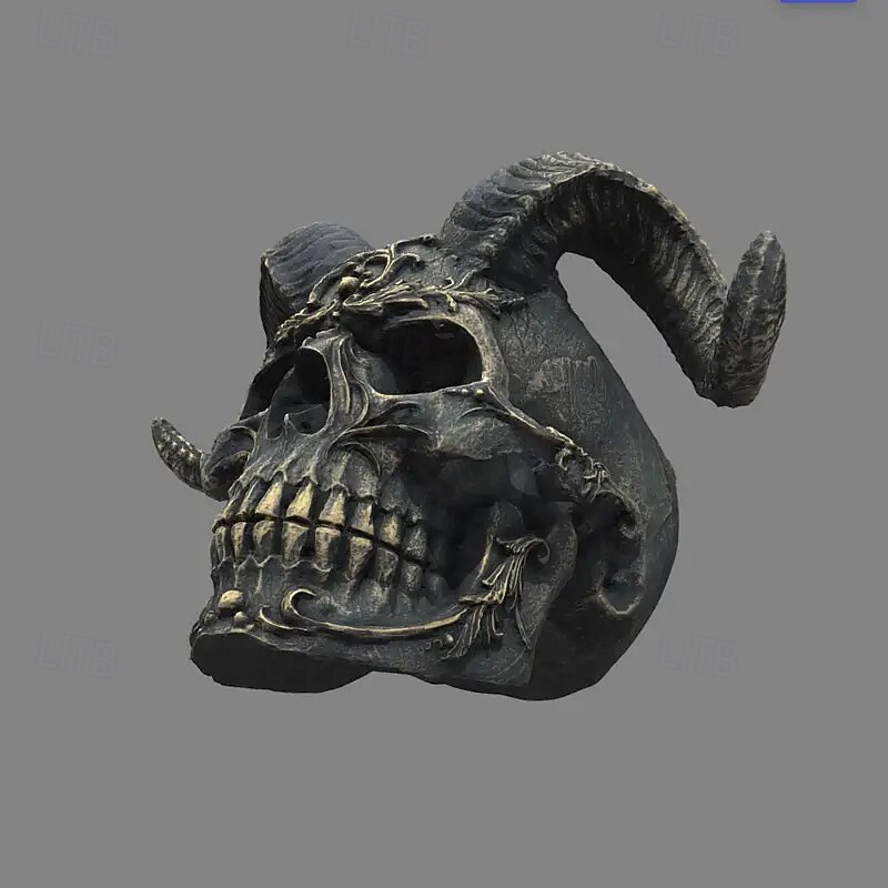 Gothic Style Ram's Horn Skull Statue Punk Style Satanic Sculpture Crafts Ornaments3