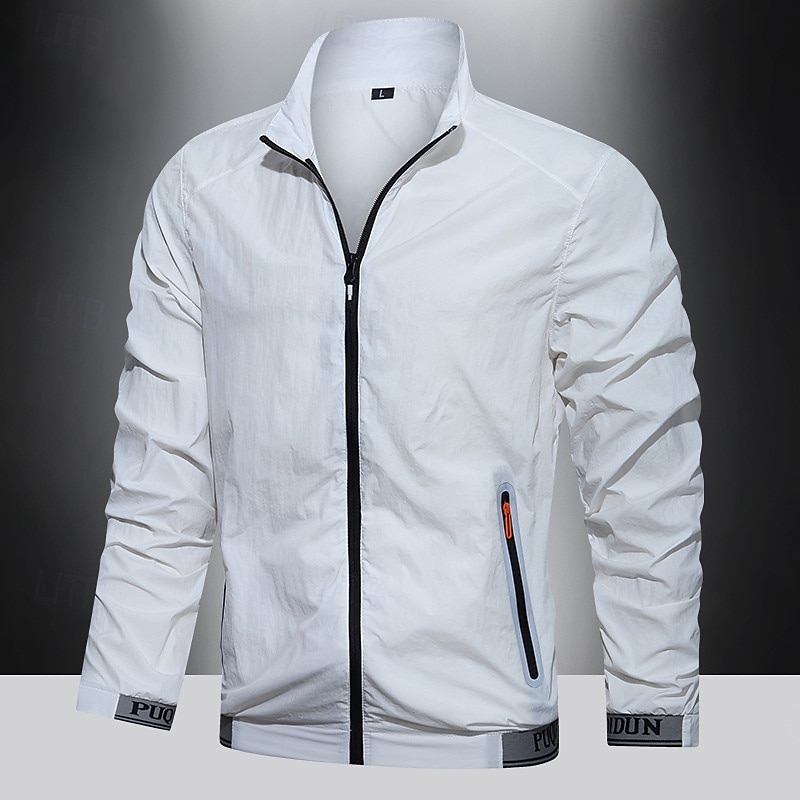 Men's Outdoor Jacket Hiking Jacket rain coat Outdoor Waterproof Sun Protection Windproof Hiking Outfits Hiking Clothes Spring Autumn / Fall Top Camping / Hiking / Caving Running White Blue Dark Blue