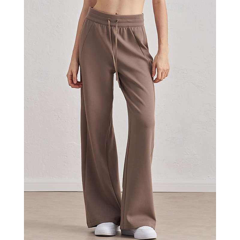 Women's fitness pants Pilates Pants Yoga Pants Drawstring with Pockets Lightweight High Waist Gym Pilates Zumba Bottoms Solid Color Brown Coffee Modal Fall Sports Activewear Micro-elastic Loose Fit3