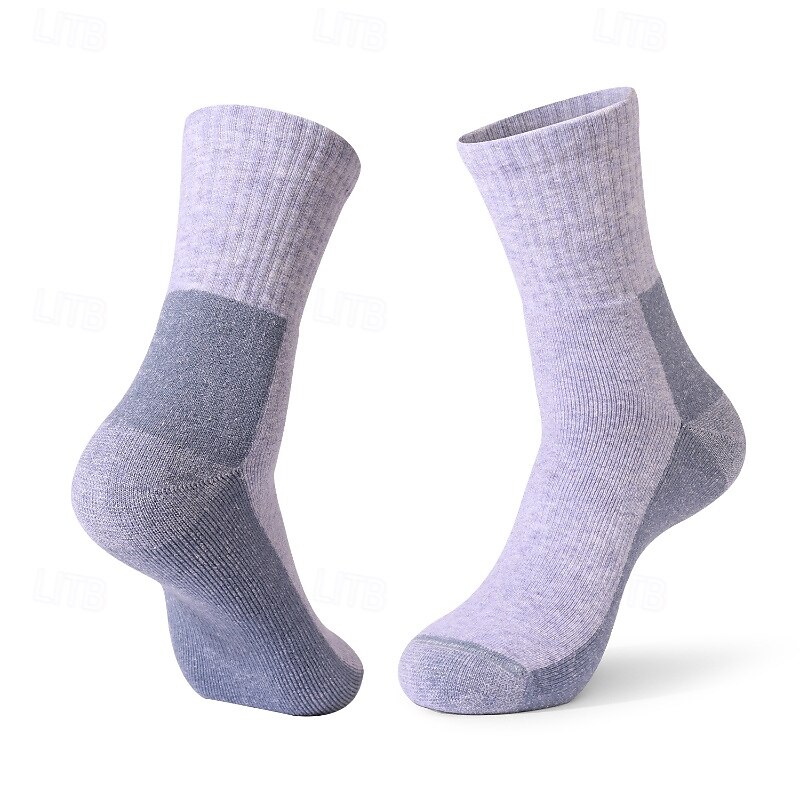 1 Pair Women's merino wool socks Hiking Socks Running Socks Sports Socks Thermal Warm Breathable Anti Blister Sweat-Wicking Winter Outdoor ankle Patchwork Wool Dark Grey Black Army Green for Running
